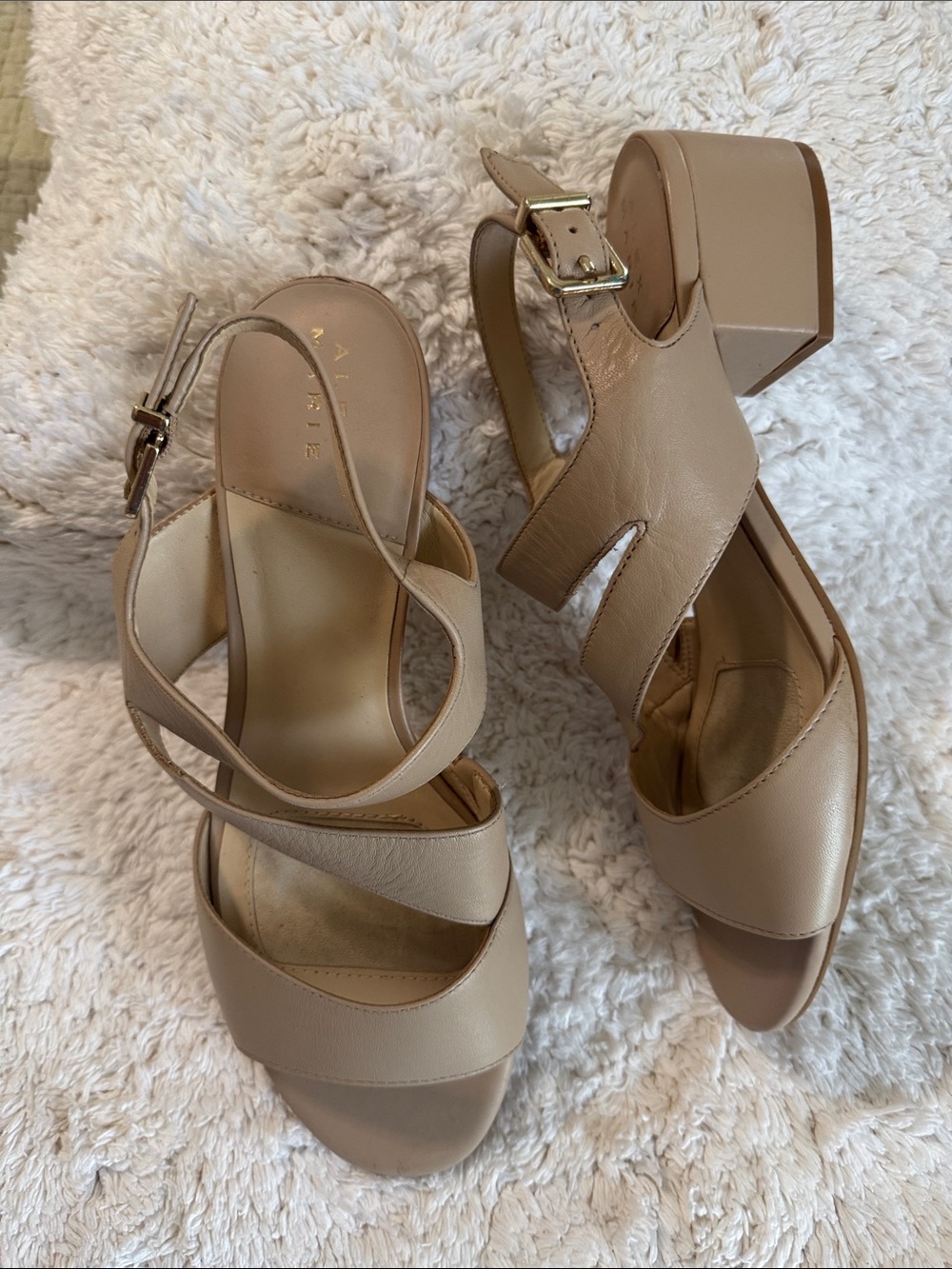 Women's Nude Strappy Block Heel Sandals